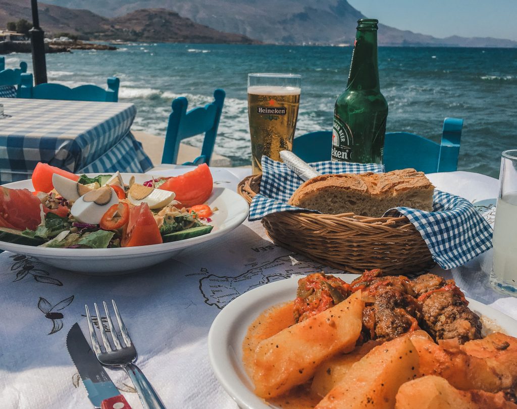 Lunch at the Cellar Tavern in Kissamos, Crete, Greece