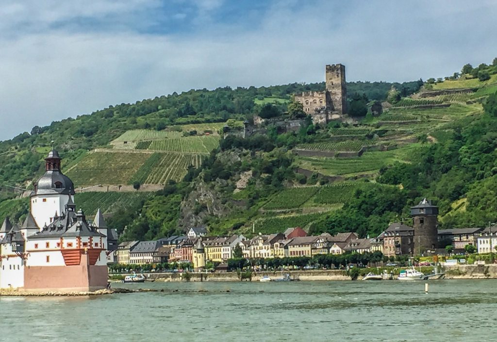 A View of a Castle from the Rhine River Cruise in Germany