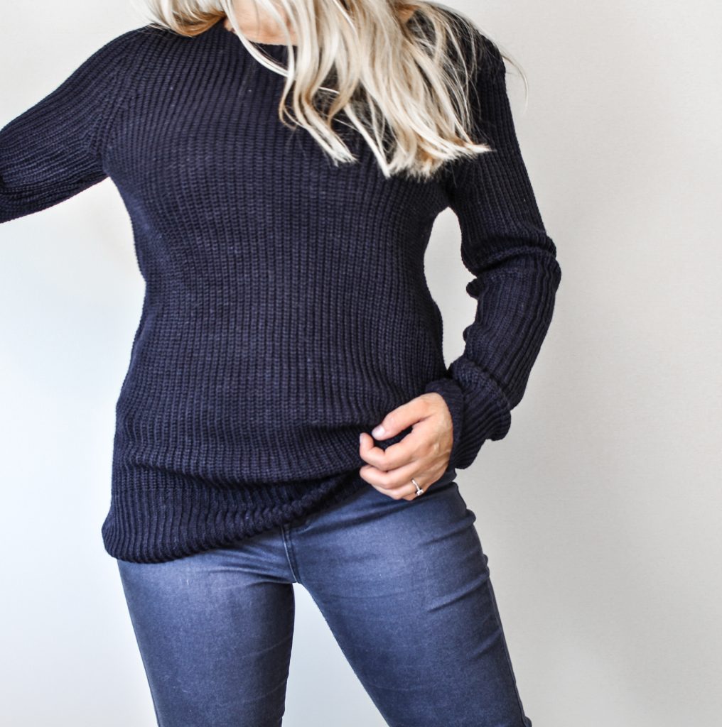 aeropostale ribbed knit sweater and blue denim