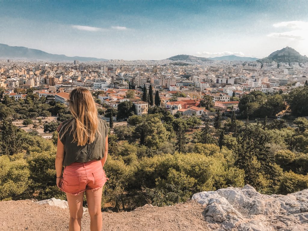 looking over athens from the acropolis