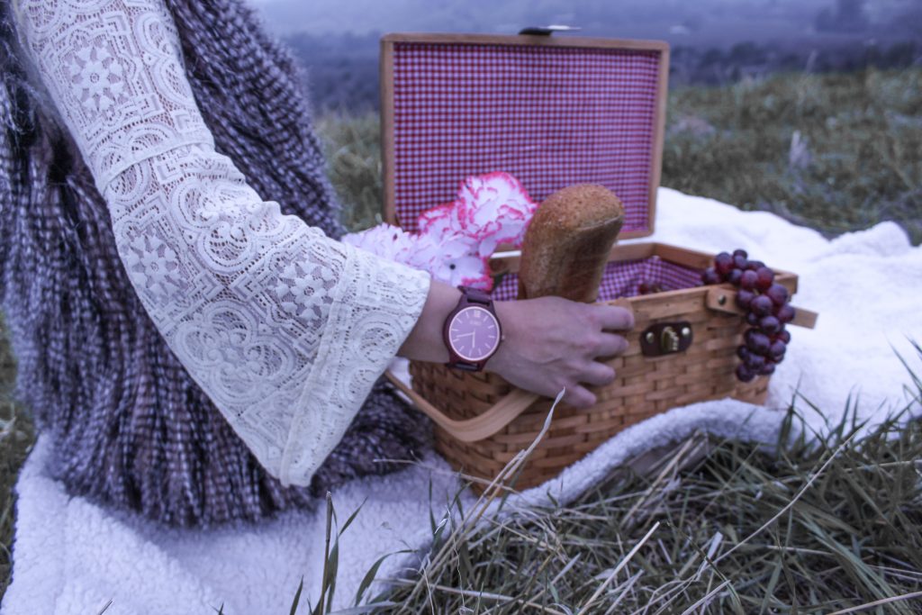 picnic basket and watch