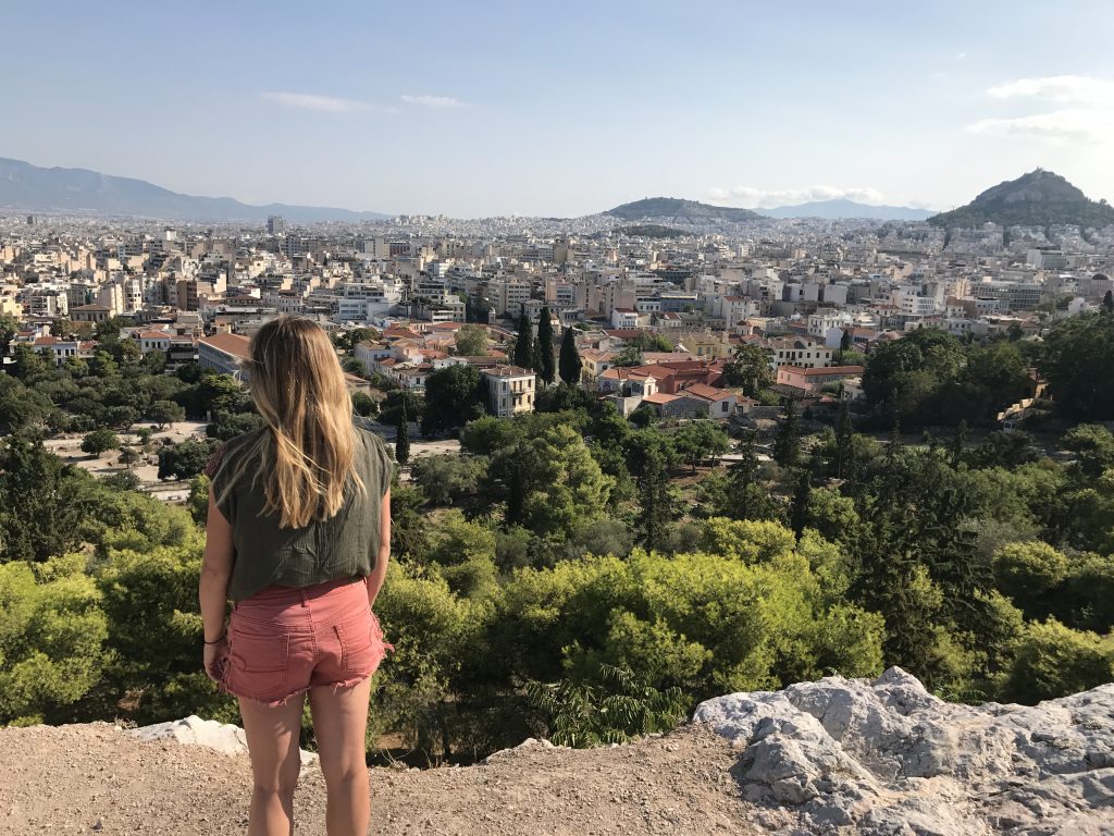 looking over athens from the top of the acropolis
