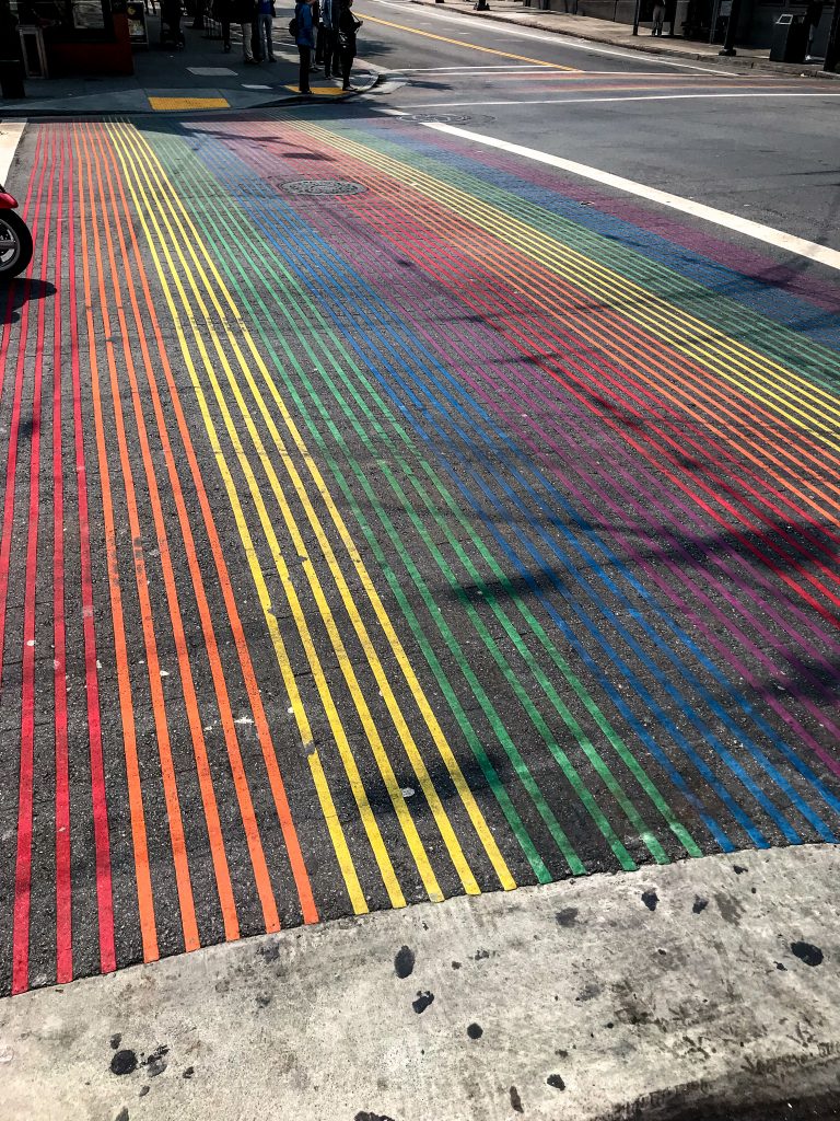 Castro Street rainbow intersection crosswalk