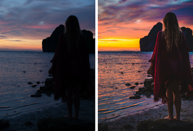 Before and after sunset shot