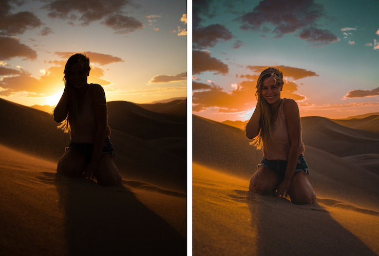 Before and after sunset shot