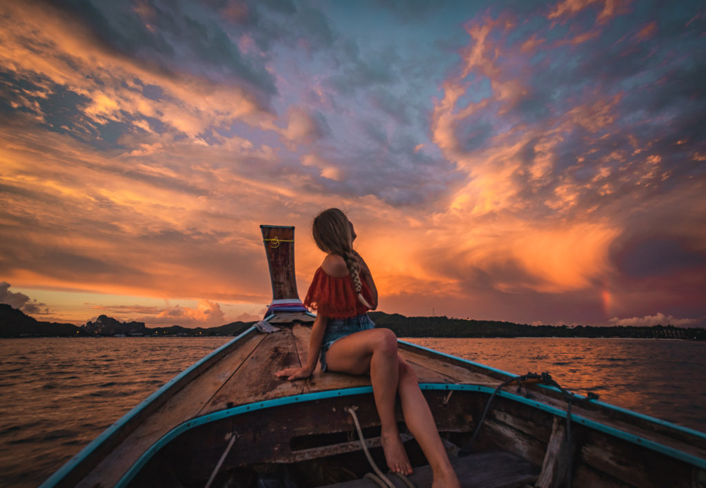 Sunset on a boat in the Phi Phi Islands