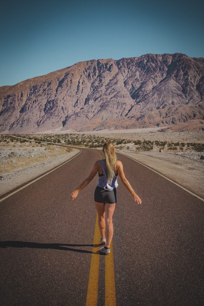 Me walking down the road in Death Valley