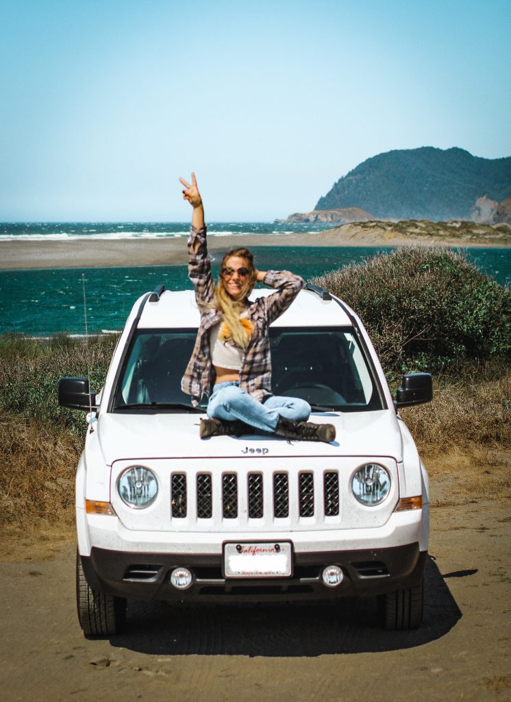 Me on the Jeep on the Oregon Coast