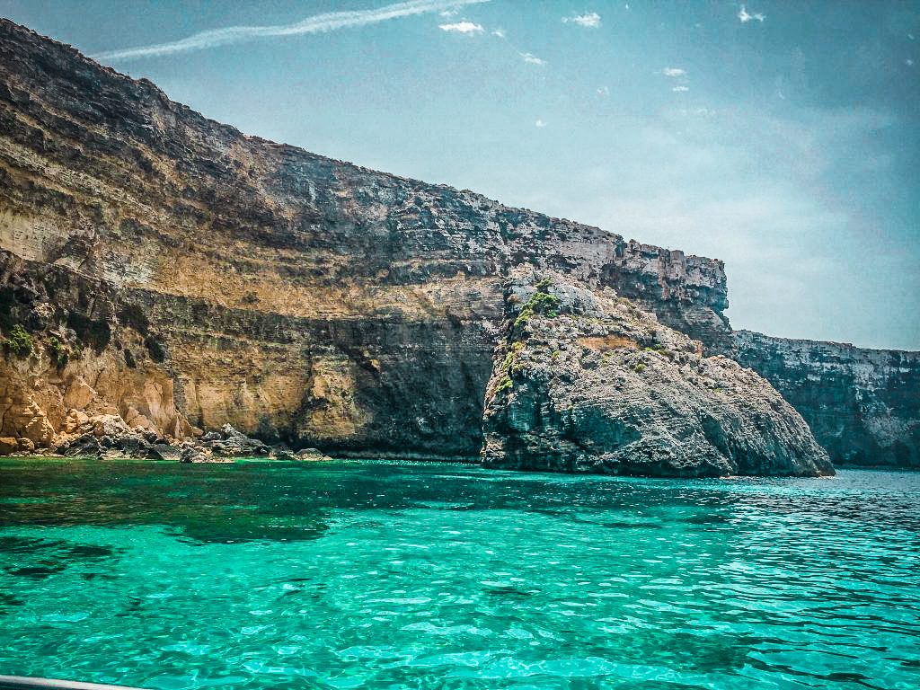 Sea caves on Gozo Island in Malta