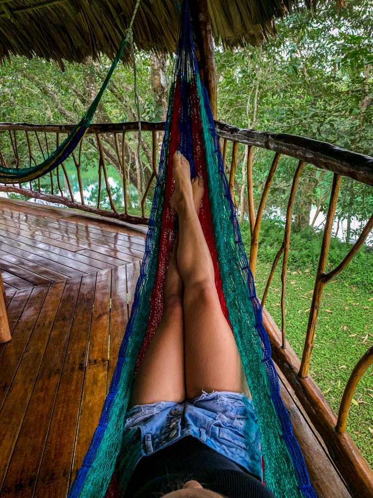 Me lounging in the hammock in our cabana