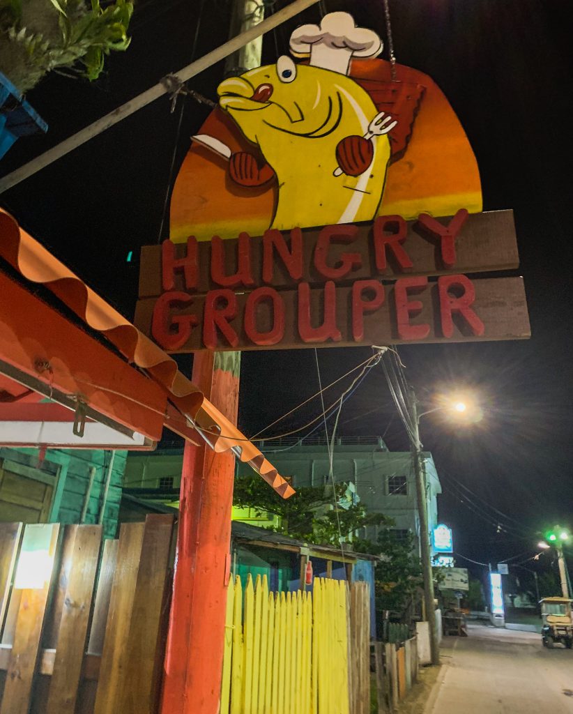 The Hungry Grouper restaurant sign