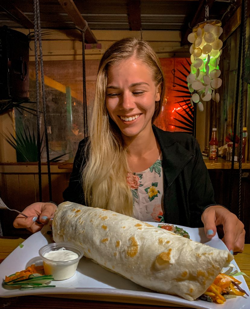 Me and my huge burrito from Bambooze