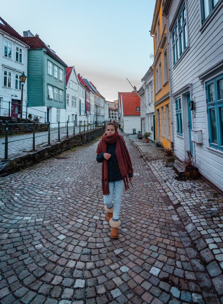 Walking around the colorful homes in Bergen