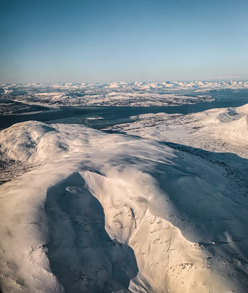 Tromso mountain views from the sky