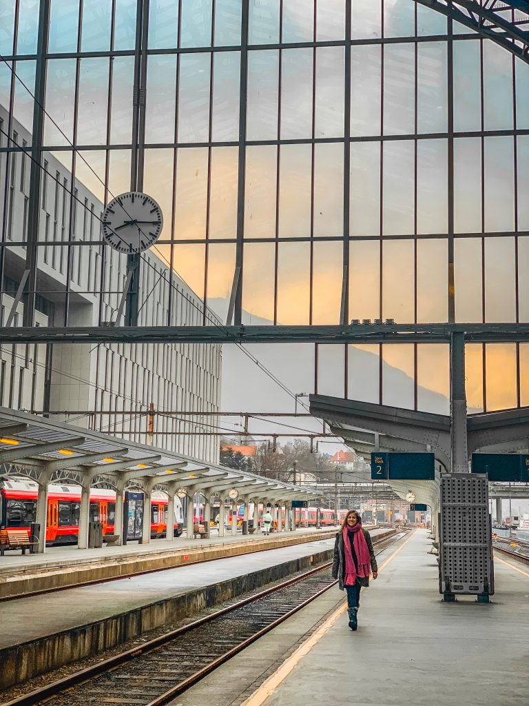 Me in the Bergen Train Station at sunrise