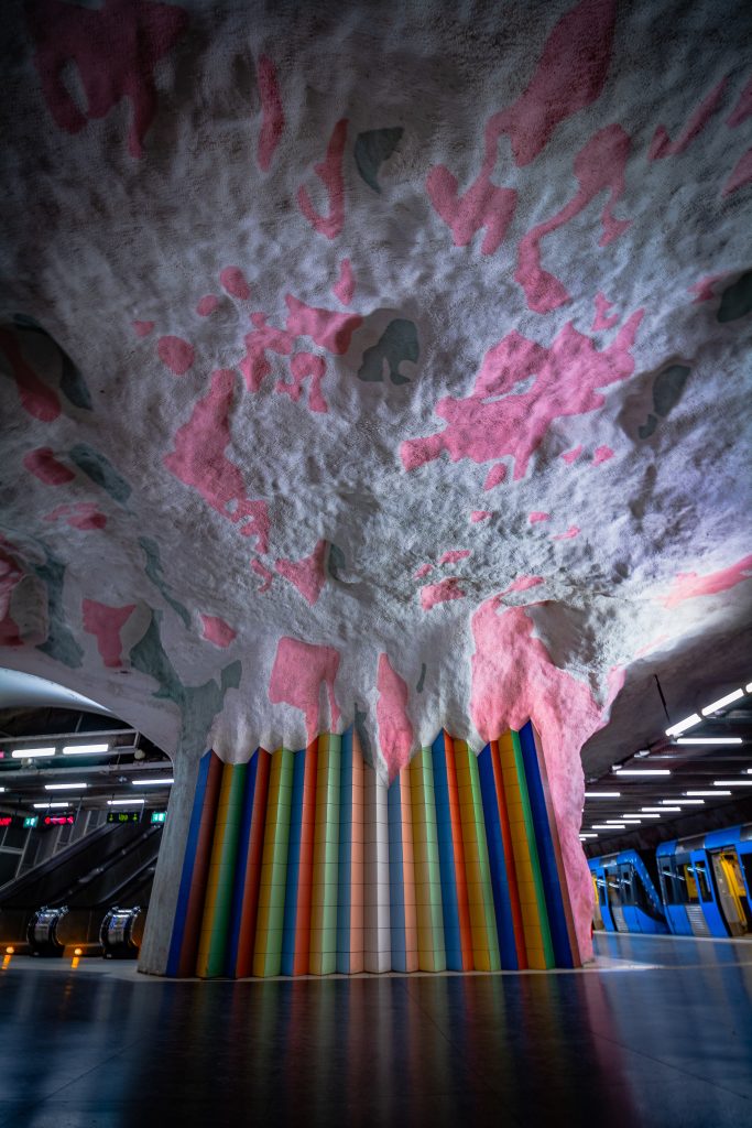 Rainbow art in Stockholm's Subway