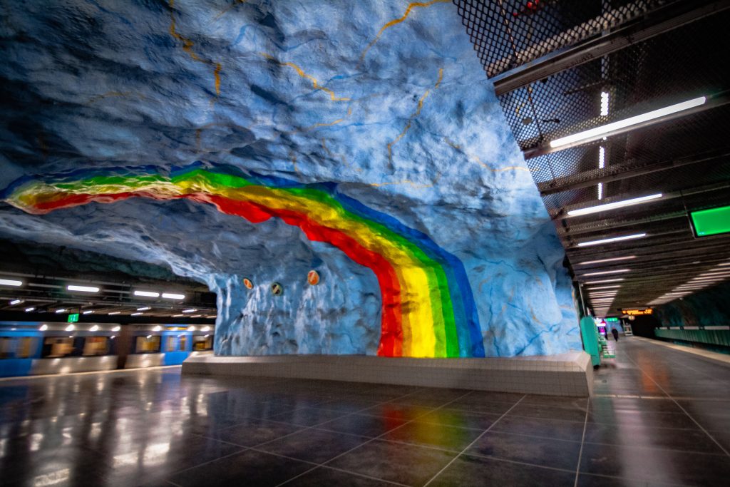 Stadion station with rainbow
