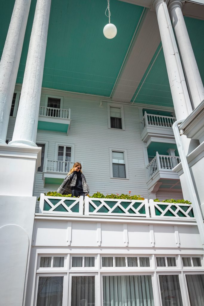Me on the Grand Hotel's covered porch