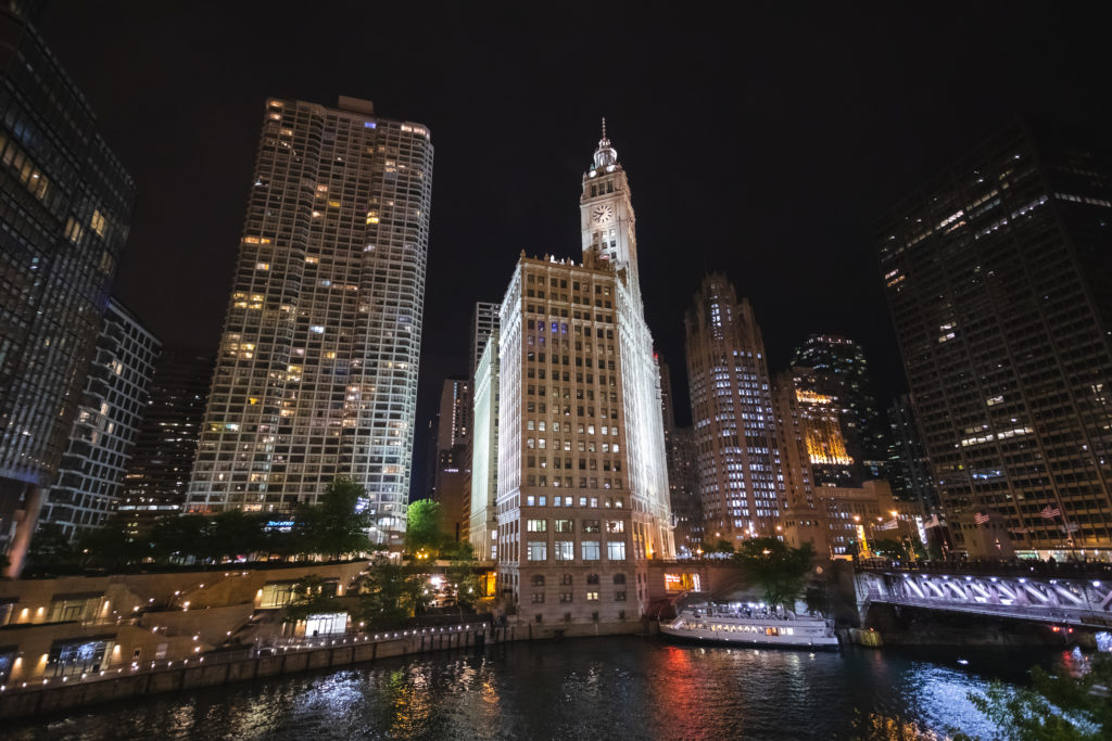 Chicago River Walk at Night