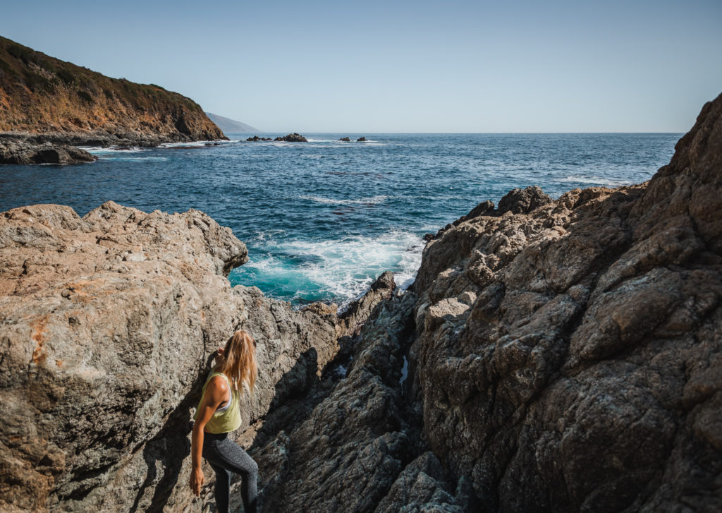 The Pacific Ocean hitting the cliffs of Partington Cove