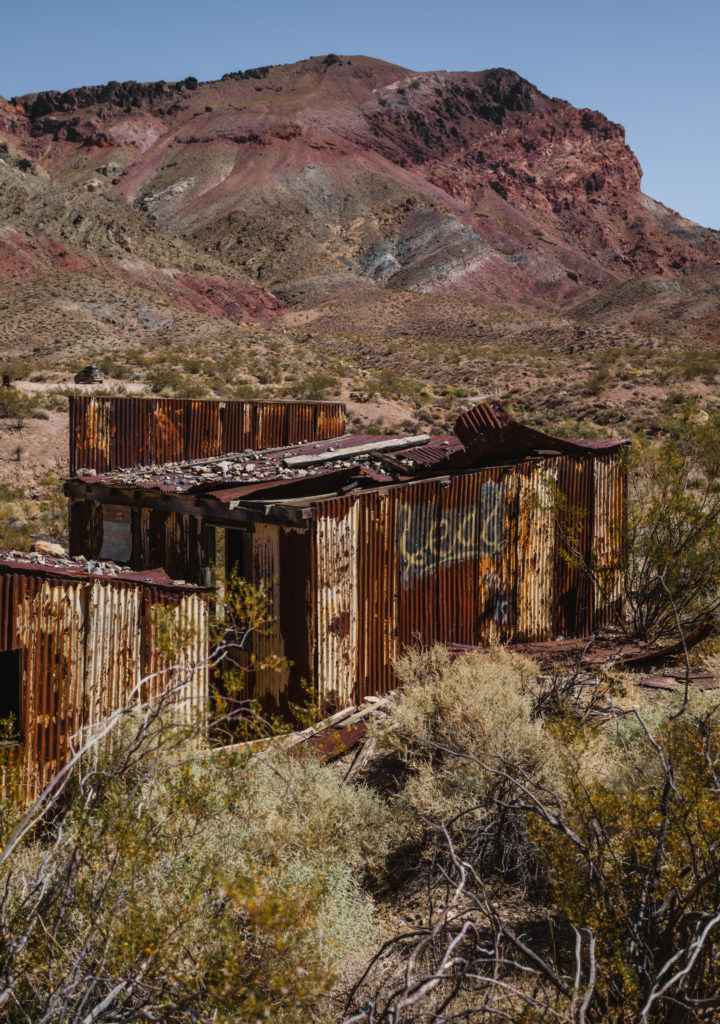 Abandoned buildings at Leadfield ghost town