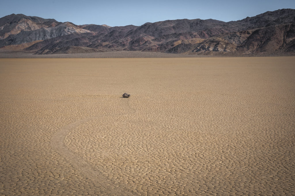 Moving rocks at Racetrack Playa in Death Valley