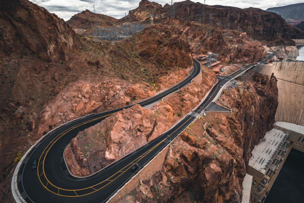 The road leading into the Hoover Dam