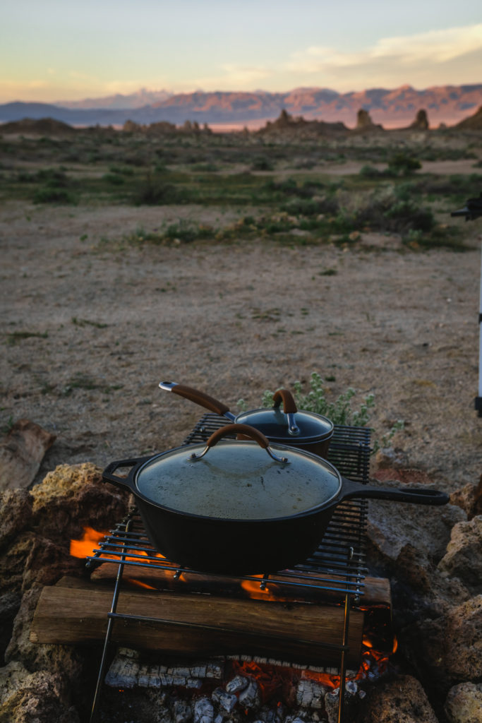 Cooking Dinner Over a Fire at the Trona Pinnacles