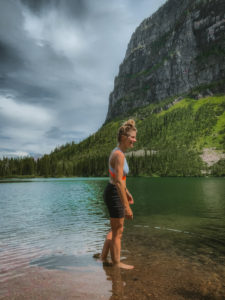 Swimming in No Name Lake in Glacier NP