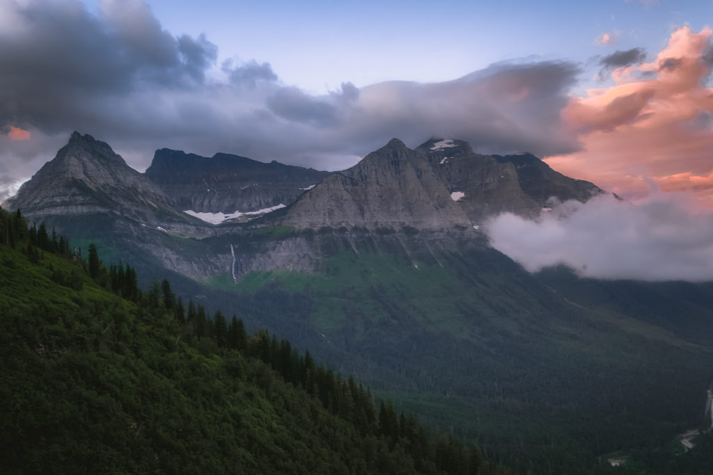 Sunrise Over Mountains in Glacier NP