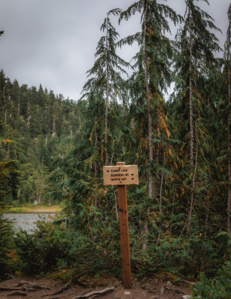 Trail Marker for Summit Lake and Bearhead Mountain