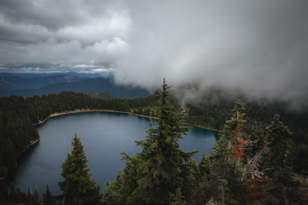 Clouds Rolling in Over Summit Lake in Washington