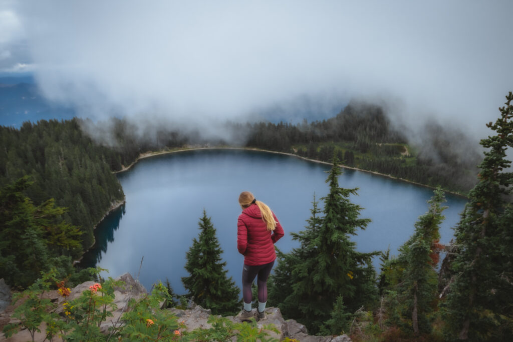 Standing at the Top of Summit Lake in Washington